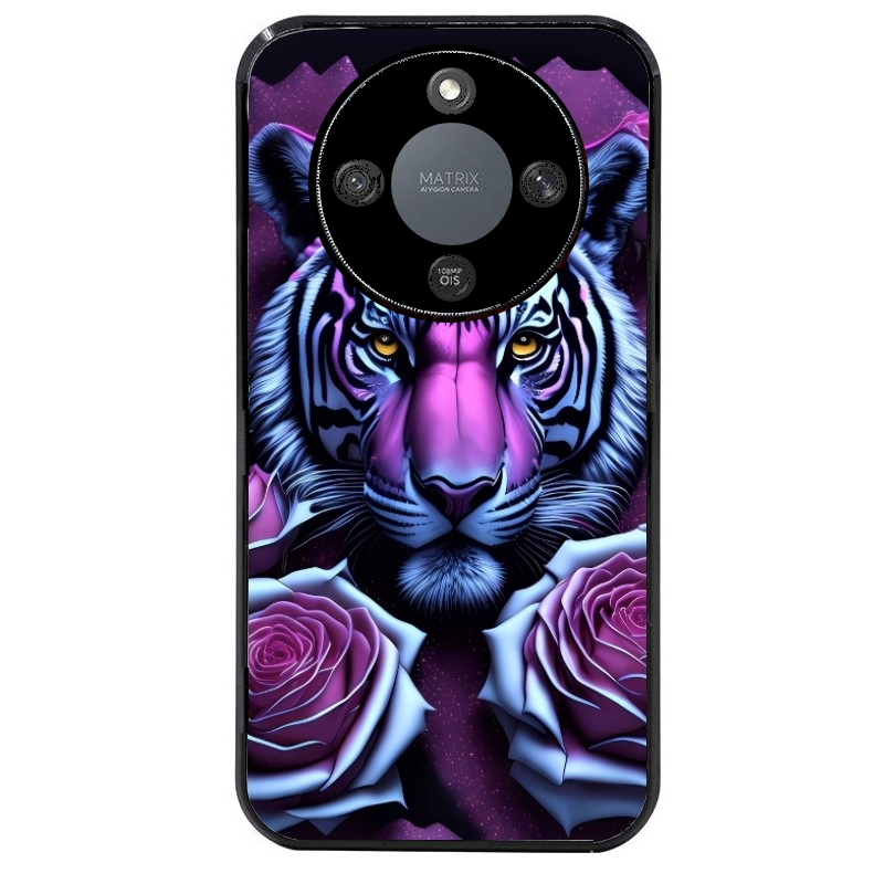 Coque noire taperso pour Magic 5 6 LITE et PRO avec motif tigre uv style manga protection antichoc personnalisée