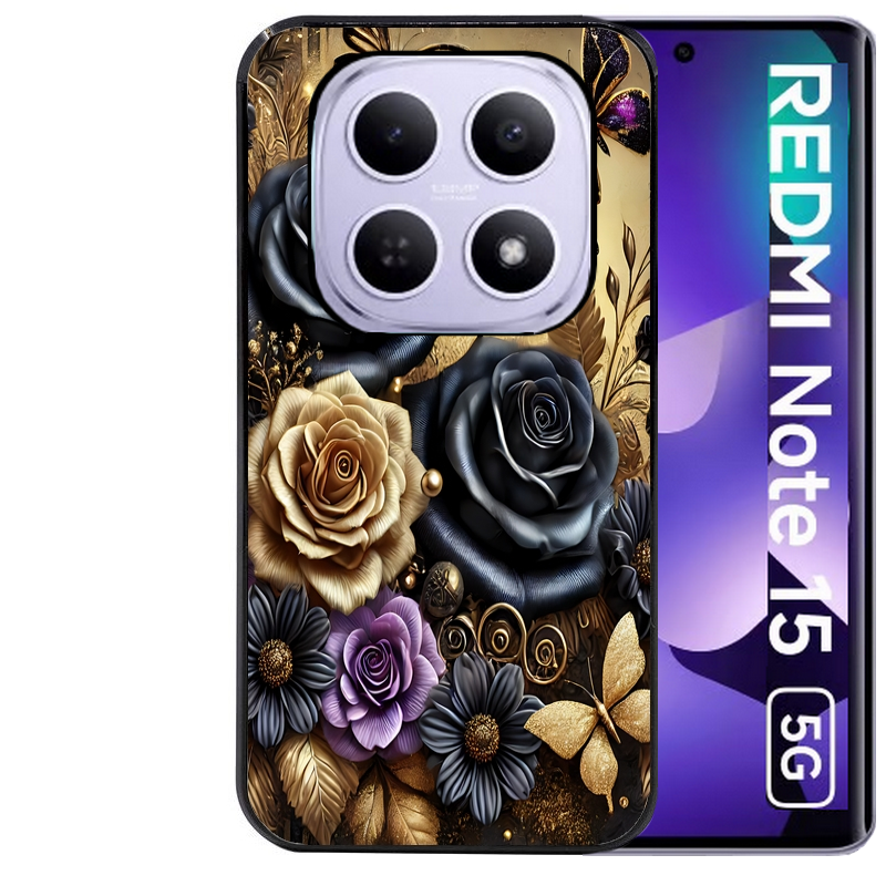 Coque noire taperso pour Redmi Note 15 et PRO PLUS 4G 5G avec motif papillon gothic protection antichoc personnalisée
