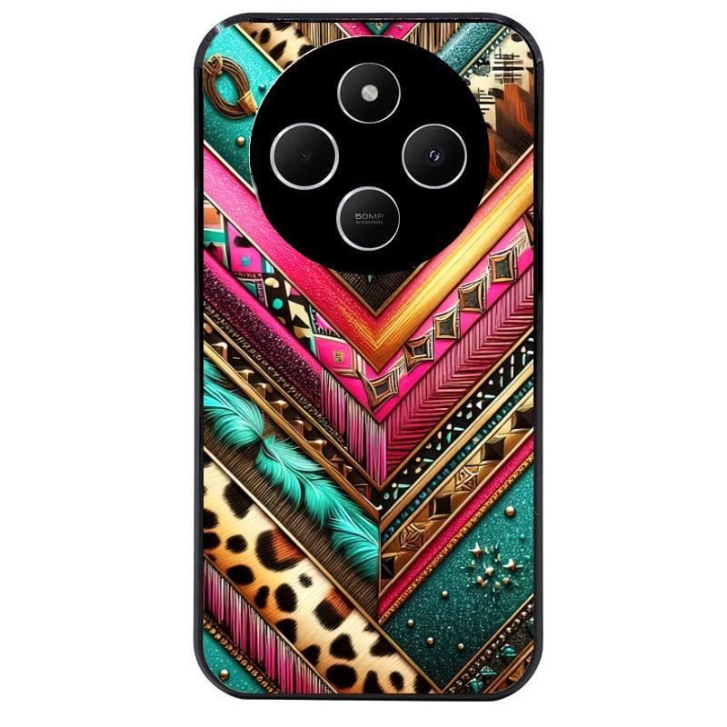 Coque noire taperso pour POCO C75 avec motif chevron texas protection antichoc personnalisée
