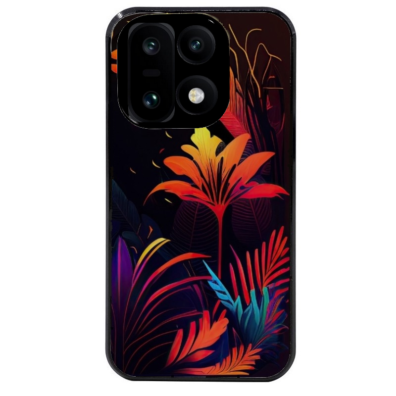 Coque noire taperso pour OnePlus 15 avec motif tropical jaune protection antichoc personnalisée