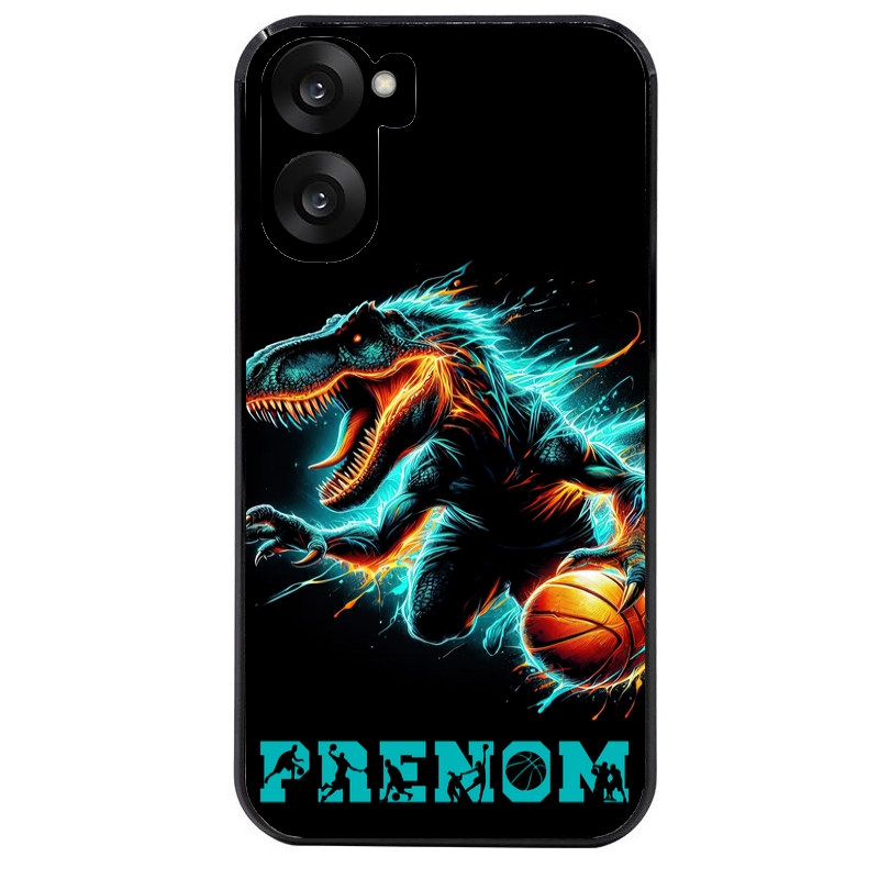 Coque noire taperso pour OnePlus Nord CE5 avec motif basket et dino personnalisee protection antichoc personnalisée