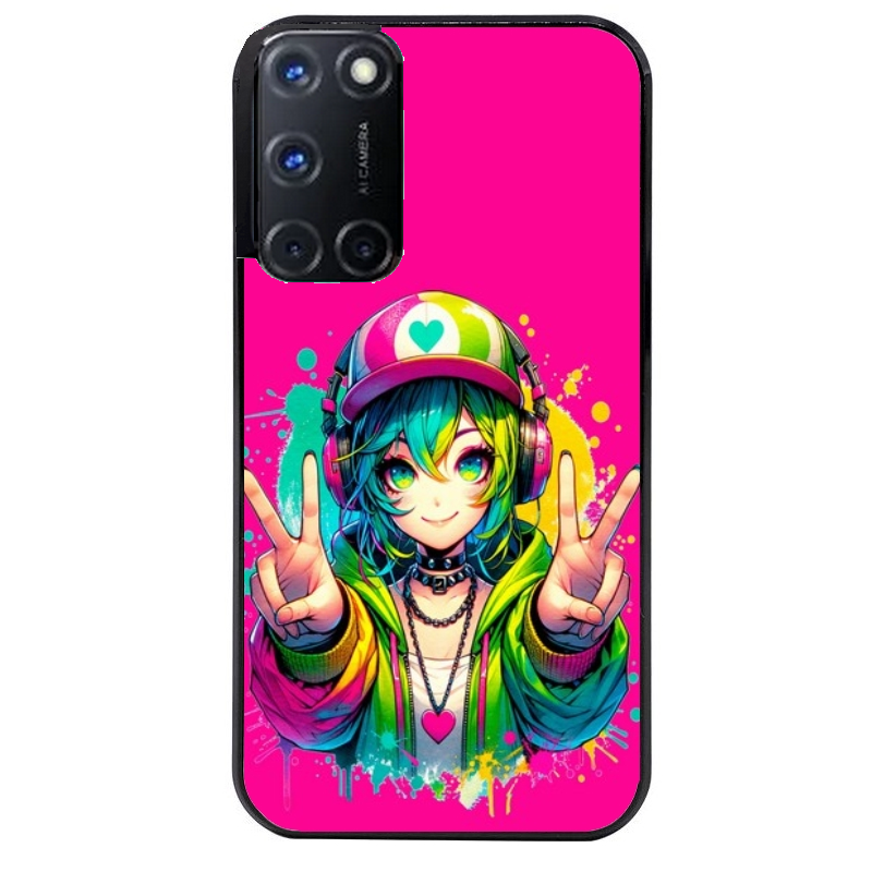 Coque noire taperso pour OPPO A72 4G avec motif anime manga et tag protection antichoc personnalisée