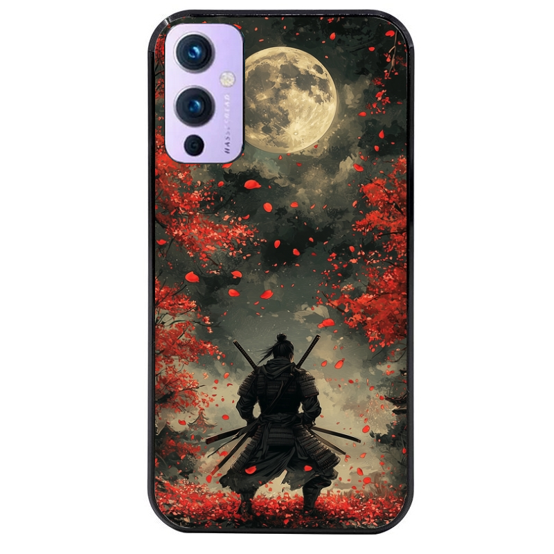 Coque noire taperso pour OnePlus 9 et 9 PRO avec motif samourai et katana protection antichoc personnalisée
