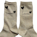 Chaussettes paillettes doré motif nounou et coeur
