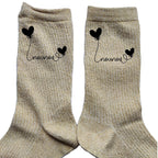 Chaussettes paillettes doré motif nounou et coeur