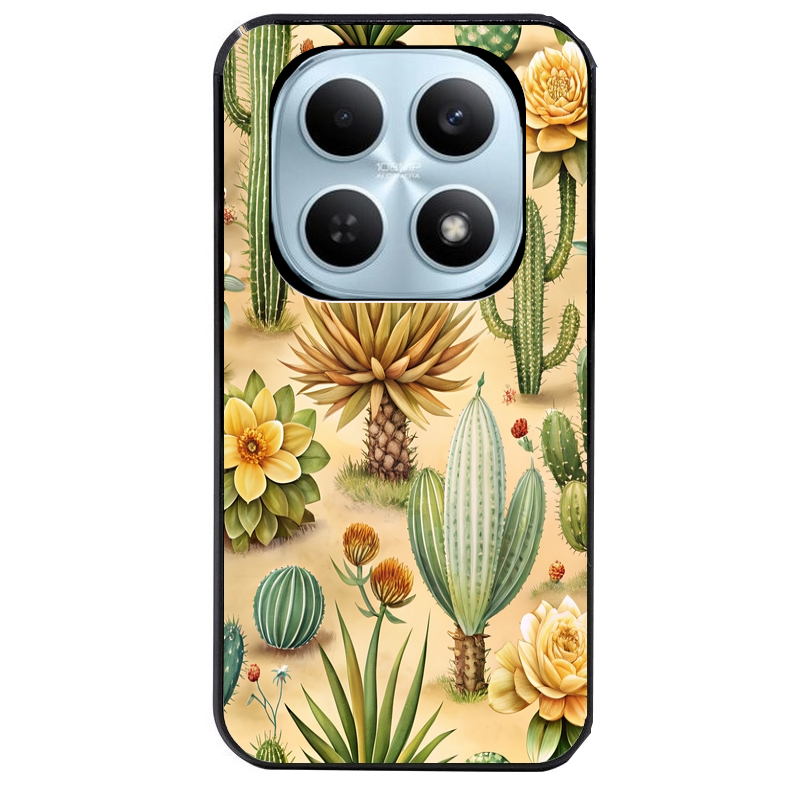 Coque noire taperso pour POCO M8 5G et PRO 5G avec motif cactus et succulent protection antichoc personnalisée