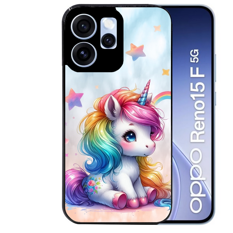 Coque noire taperso pour OPPO Reno 15 et F FS 5G avec motif licorne et etoiles protection antichoc personnalisée
