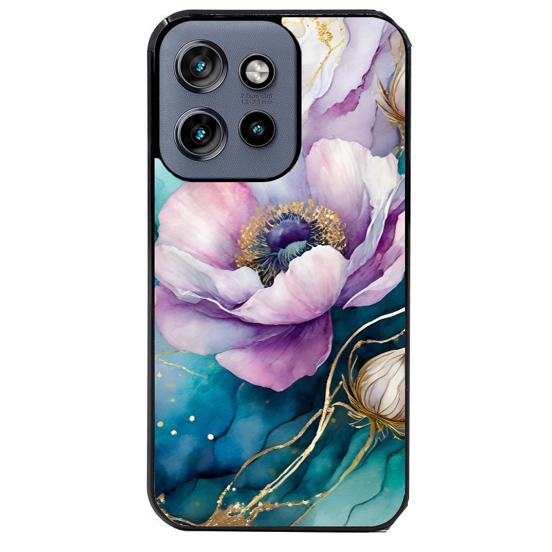 Coque noire taperso pour Moto Edge 60 et Neo Fusion Pro avec motif marbre fleur protection antichoc personnalisée