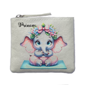 Porte monnaie personnalisé elephant yoga ivoire en feutrine en feutrine ivoire