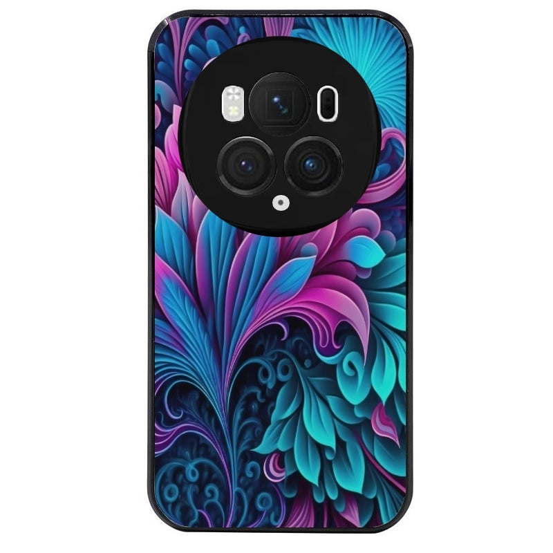 Coque noire taperso pour Magic 5 6 LITE et PRO avec motif tropical violet et des fleurs protection antichoc personnalisée