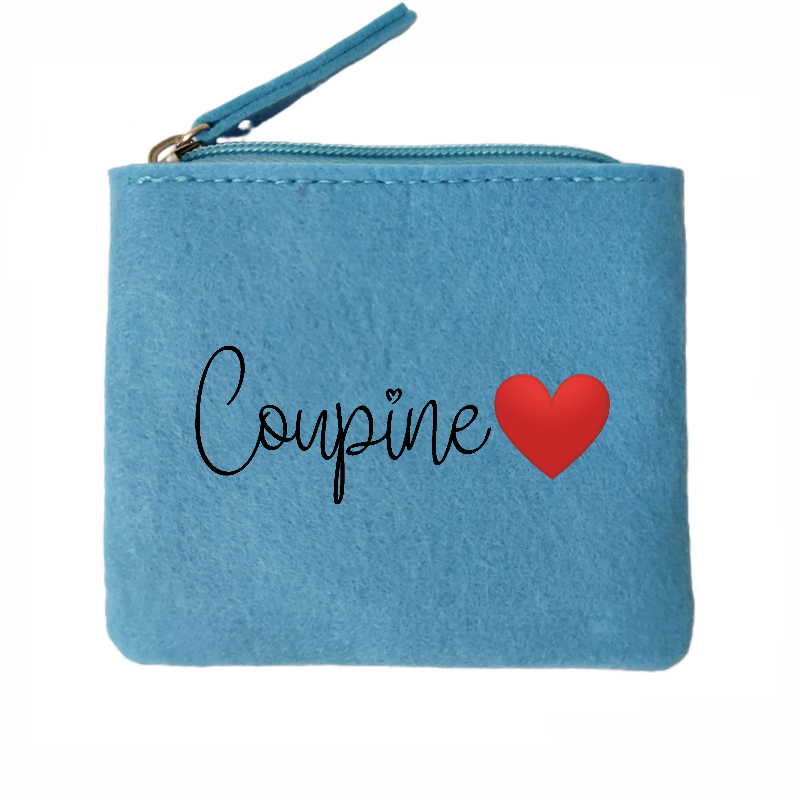 Porte monnaie personnalisé copine coupine en feutrine en feutrine