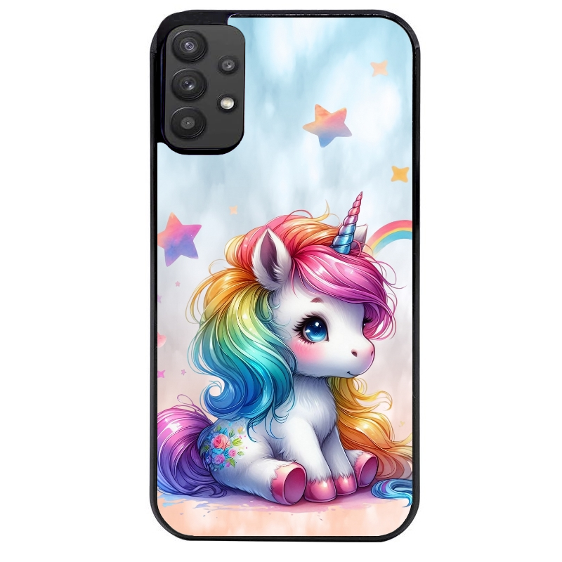 Coque noire taperso pour galaxy A22 A32 A52 A52S 4G 5G  avec motif licorne et etoiles protection antichoc personnalisée