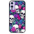 Coque noire taperso pour OnePlus 9 et 9 PRO avec motif tete de mort violet protection antichoc personnalisée