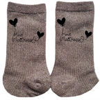 Chaussettes paillettes bronze motif maitresse merci