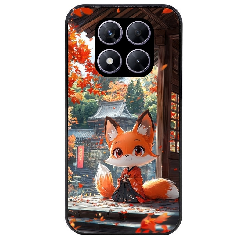 Coque noire taperso pour Redmi Note 14 et PRO PLUS 4G 5G avec motif renard et fox anime protection antichoc personnalisée