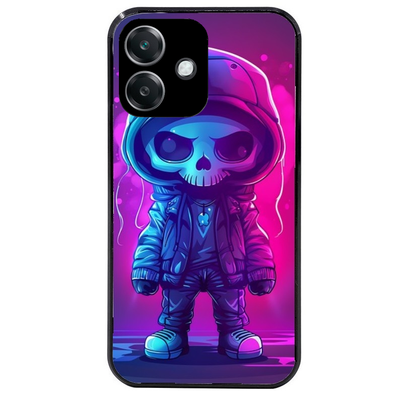 Coque noire taperso pour OPPO A40 avec motif tete de mort skull fluo protection antichoc personnalisée