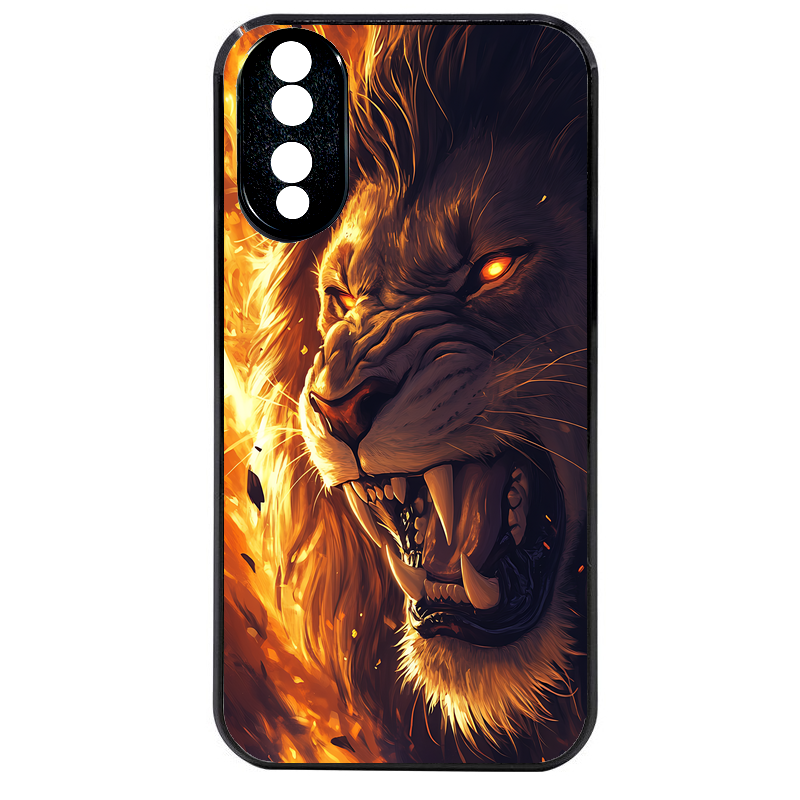 Coque noire taperso pour Honor 70 LITE 90 et LITE avec motif lion flamme protection antichoc personnalisée