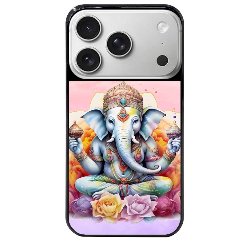 Coque noire taperso pour Iphone 17 17E AIR MAX PRO avec motif elephant namaste protection antichoc personnalisée