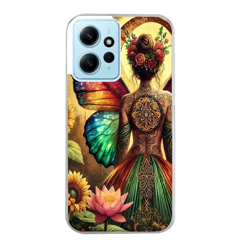 Coque taperso pour POCO X5 5G avec motif fee et fleurs protection antichoc personnalisée
