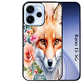 Coque noire taperso pour OPPO Reno 15 et F FS 5G avec motif renard fox et fleurs protection antichoc personnalisée
