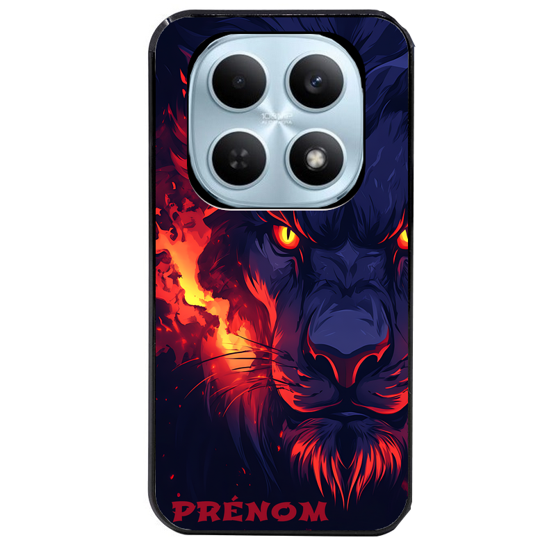 Coque noire taperso pour POCO M8 5G et PRO 5G avec motif lion anime protection antichoc personnalisée