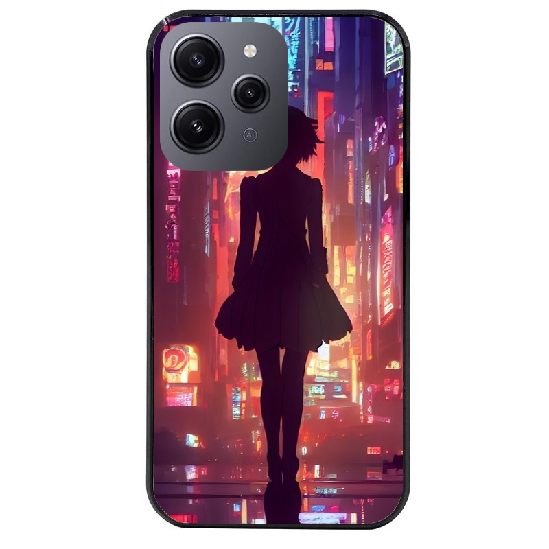 Coque noire taperso pour Redmi 12 4G et 5G avec motif new york anime protection antichoc personnalisée