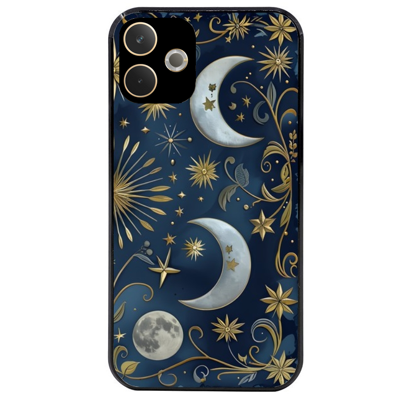 Coque noire taperso pour OPPO A5 PRO 4G et 5G avec motif lune et etoile protection antichoc personnalisée