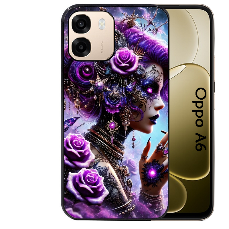 Coque noire taperso pour OPPO A6 A6X 4G et 5G avec motif fee style steampunk protection antichoc personnalisée