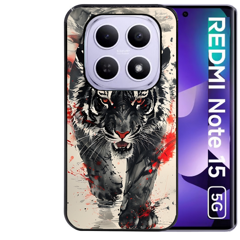 Coque noire taperso pour Redmi Note 15 et PRO PLUS 4G 5G avec motif tigre japan protection antichoc personnalisée