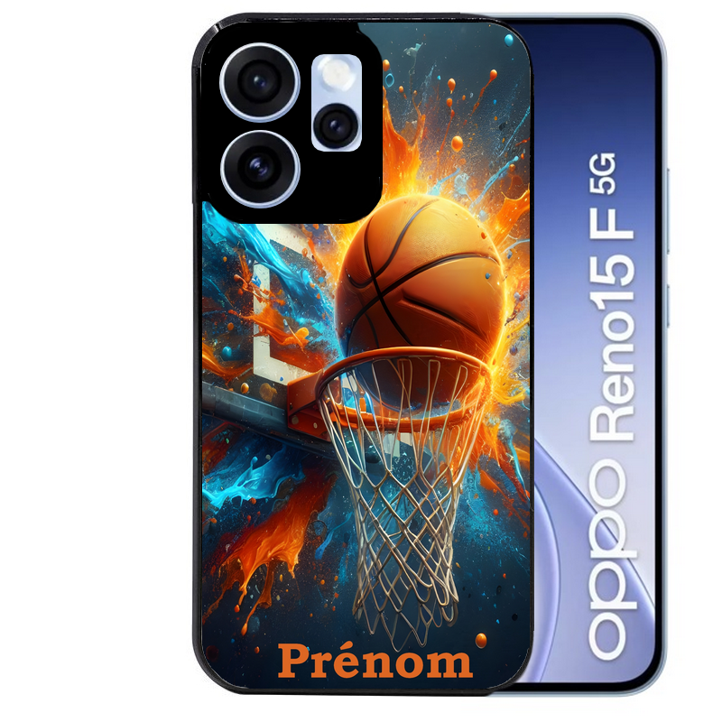 Coque noire taperso pour OPPO Reno 15 et F FS 5G avec motif basket ball color personnalise protection antichoc personnalisée