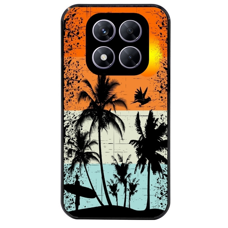 Coque noire taperso pour Redmi Note 14 et PRO PLUS 4G 5G avec motif hawai sun protection antichoc personnalisée