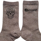 Chaussettes personnalisée paillettes bronze motif mort mexicaine