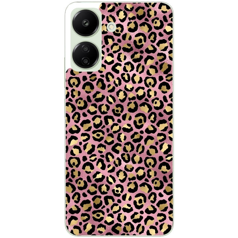 Coque taperso pour POCO C65 4G avec motif leopard rose protection antichoc personnalisée