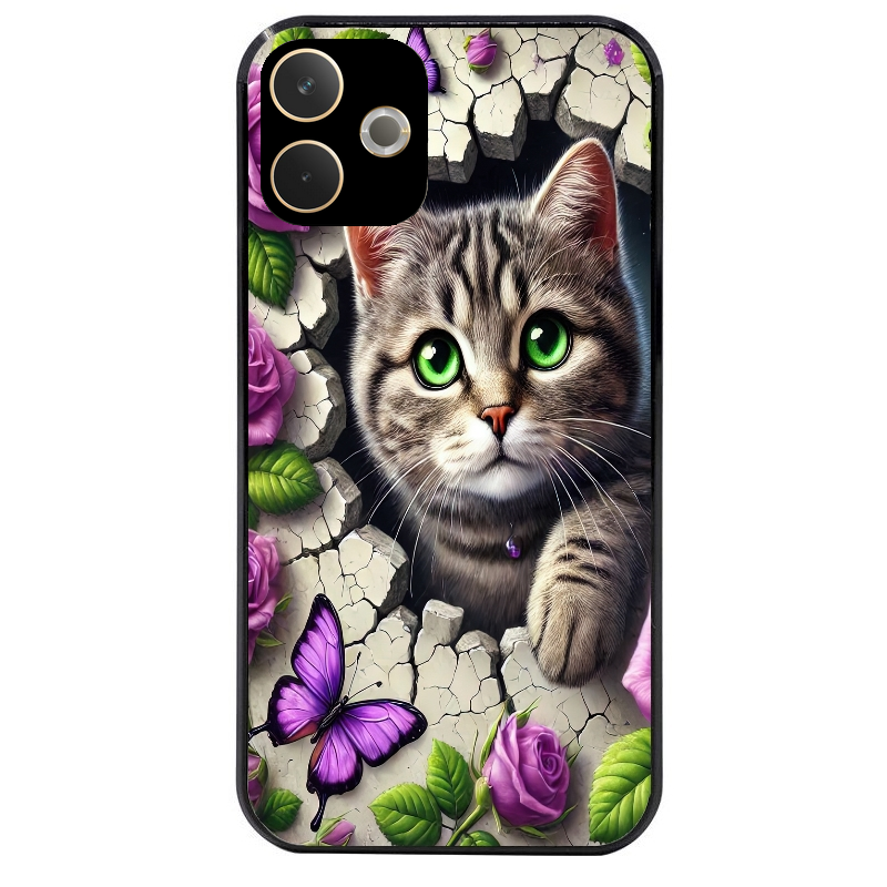 Coque noire taperso pour OPPO A5 PRO 4G et 5G avec motif chat papillon 3 protection antichoc personnalisée