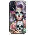 Coque noire taperso pour OPPO A16 et A16S avec motif tete de mort calavera bijoux protection antichoc personnalisée
