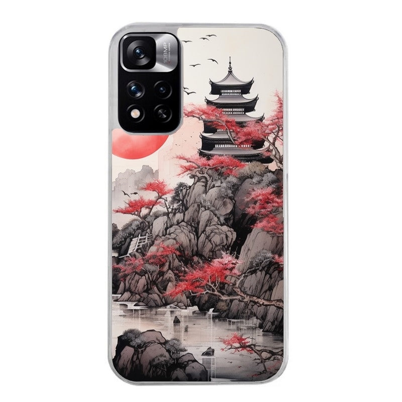 Coque taperso pour Redmi Note 12 4G 5G PRO 4G avec motif japan et temple protection antichoc personnalisée