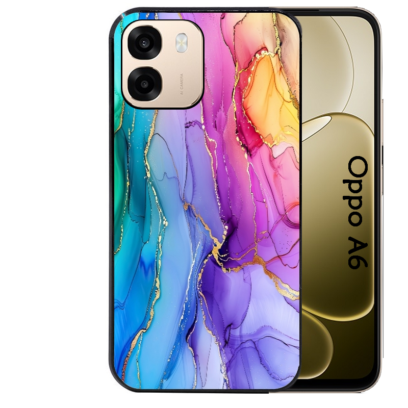 Coque noire taperso pour OPPO A6 A6X 4G et 5G avec motif marbre tie dye protection antichoc personnalisée