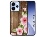 Coque noire taperso pour OPPO Reno 15 et F FS 5G avec motif bois avec fleur rose protection antichoc personnalisée