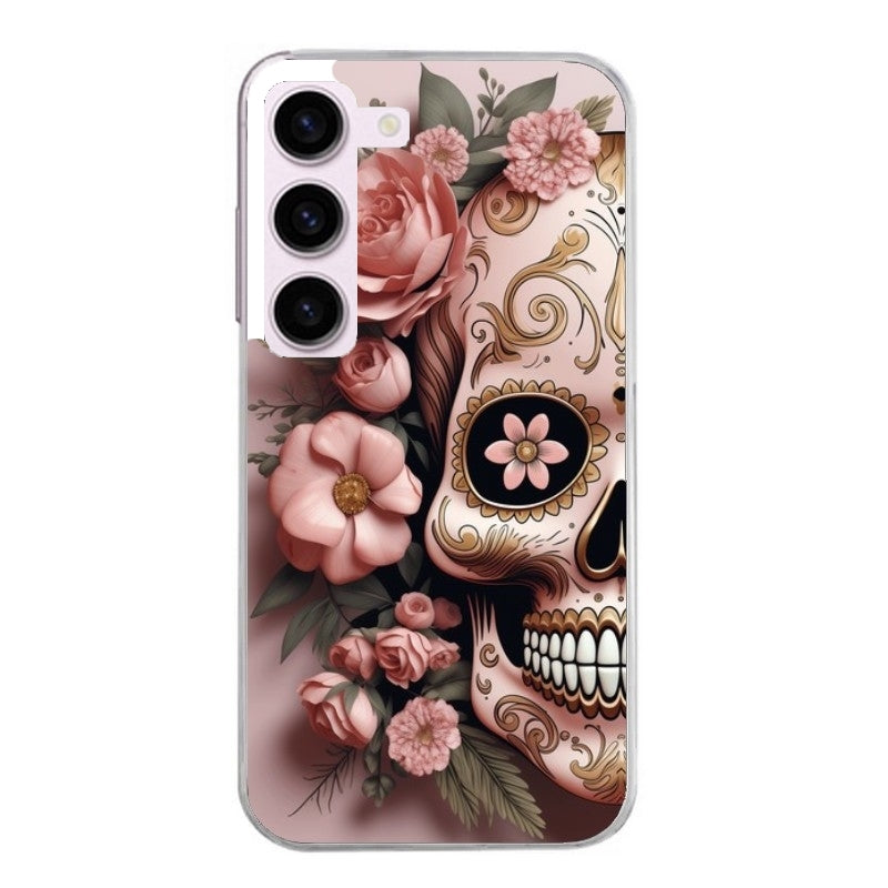 Coque taperso pour Galaxy A13 4G et 5G A23 A53 avec motif tete de mort calavera rose protection antichoc personnalisée