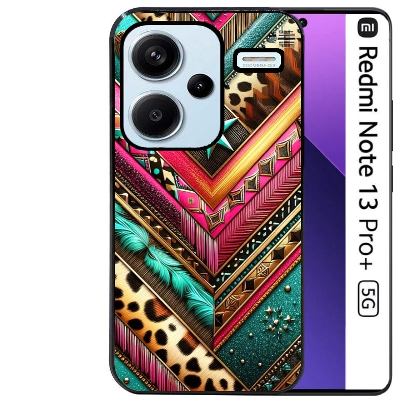Coque noire taperso pour Redmi Note 13 PRO PLUS 5G avec motif chevron texas protection antichoc personnalisée