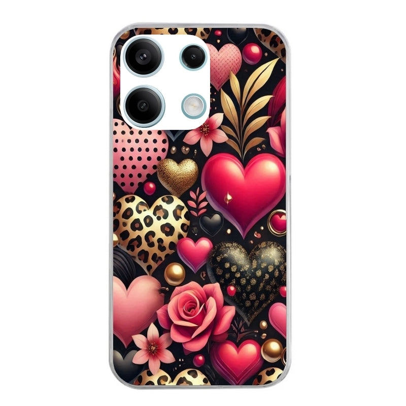 Coque taperso pour POCO M6 PRO 4G avec motif coeur et leopard protection antichoc personnalisée