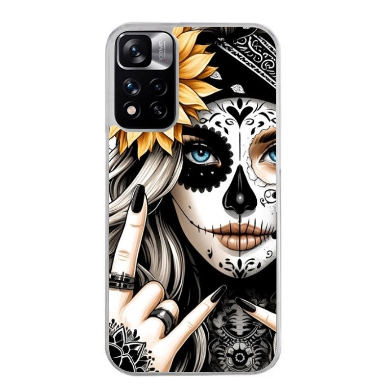 Coque taperso pour Redmi Note 12 4G 5G PRO 4G avec motif tete de mort tatoo protection antichoc personnalisée