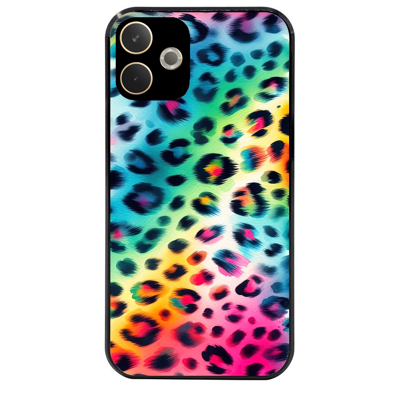 Coque noire taperso pour OPPO A5 PRO 4G et 5G avec motif leopard arc protection antichoc personnalisée