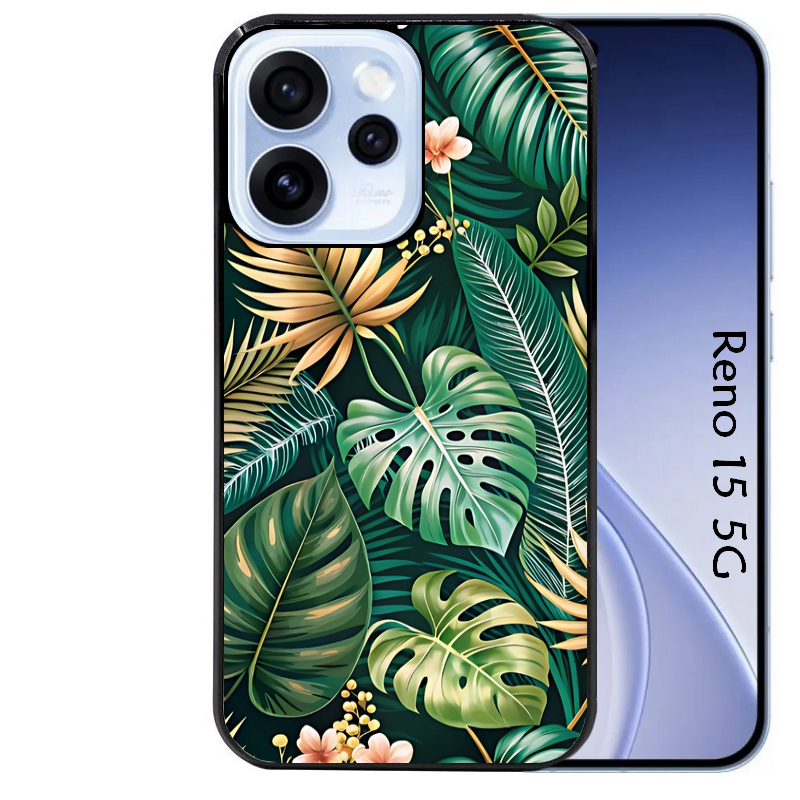 Coque noire taperso pour OPPO Reno 15 et F FS 5G avec motif jungle dore protection antichoc personnalisée