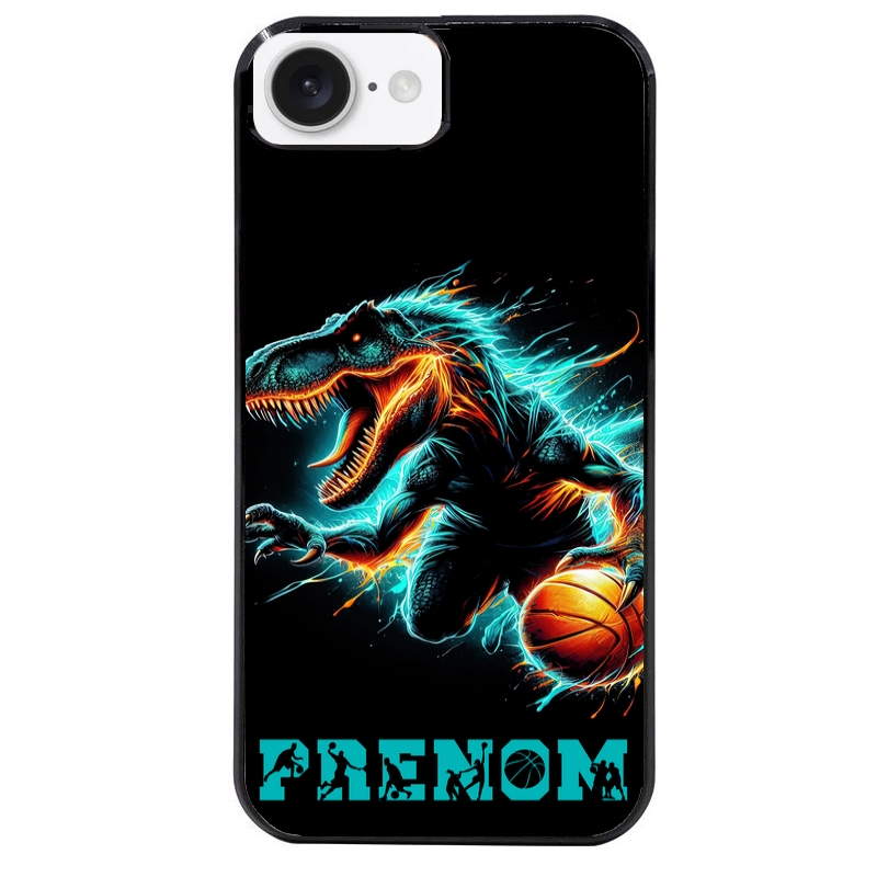 Coque noire taperso pour Iphone 17 17E AIR MAX PRO avec motif basket et dino personnalisee protection antichoc personnalisée