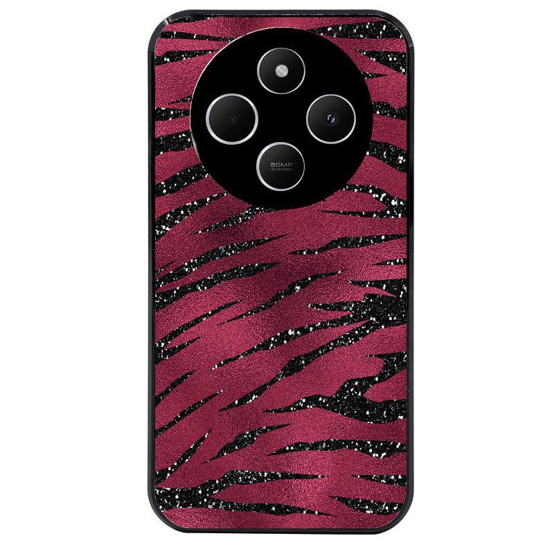 Coque noire taperso pour POCO C75 avec motif zebre grenat protection antichoc personnalisée