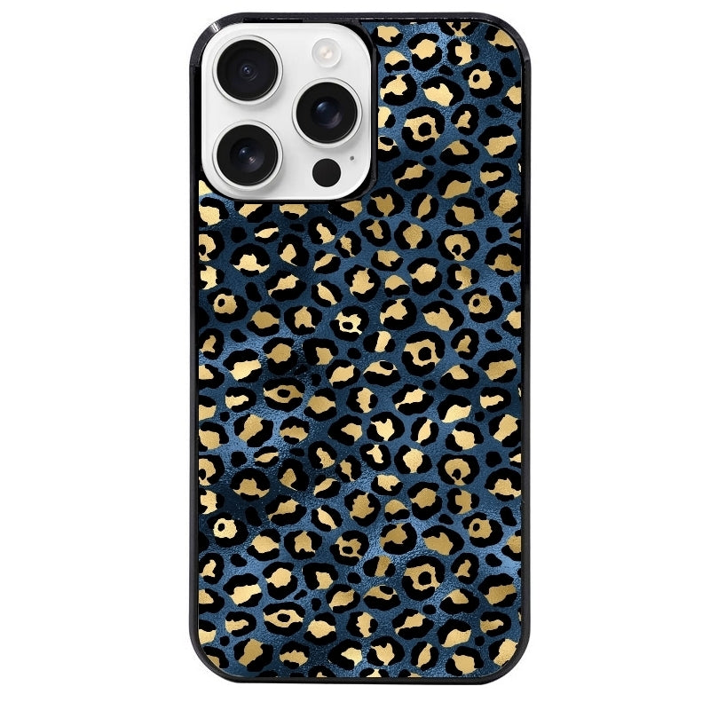 Coque noire taperso pour Iphone 16 16E PLUS MAX PRO avec motif leopard bleu protection antichoc personnalisée