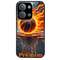 Coque noire taperso pour POCO C85 avec motif basket flamme personnalisee protection antichoc personnalisée