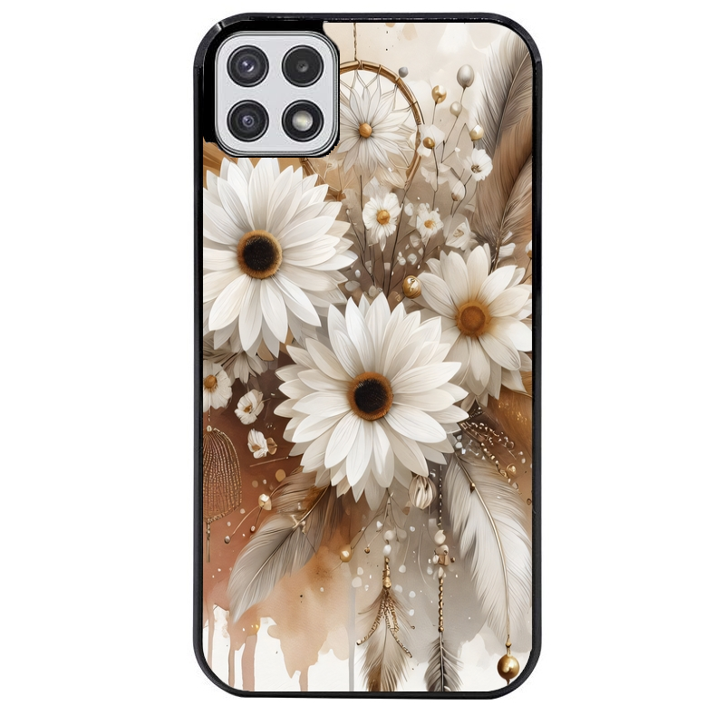 Coque noire taperso pour galaxy A22 A32 A52 A52S 4G 5G  avec motif dreamcatcher marguerite protection antichoc personnalisée