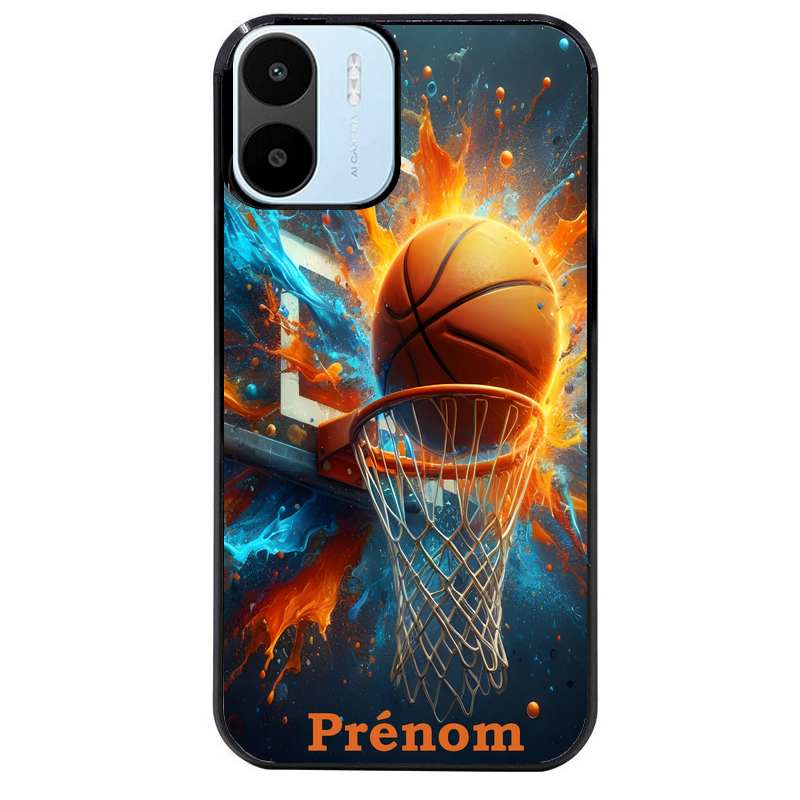 Coque noire taperso pour Redmi A1 et A2 avec motif basket ball color personnalise protection antichoc personnalisée